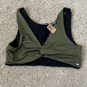 PINK Victoria's Secret Olive and Black Sports Bra
